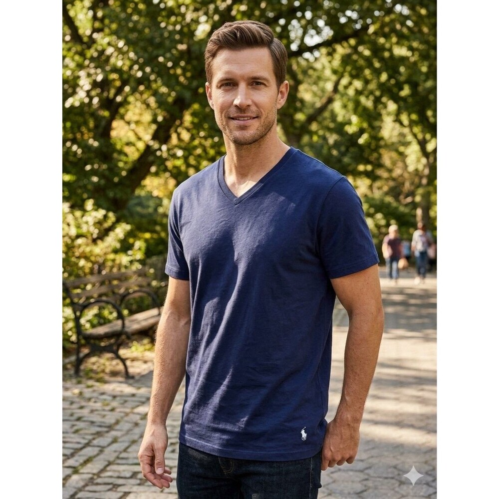 Polo Ralph Lauren Men’s Blue Vneck T-shirt Size Large